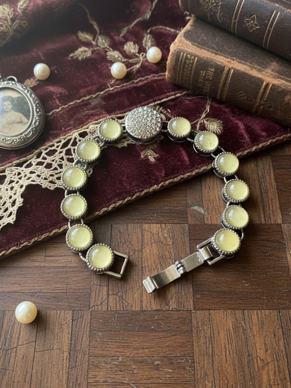 Lia Sophia Pale Yellow Cabochon Bracelet in Silver Tone​